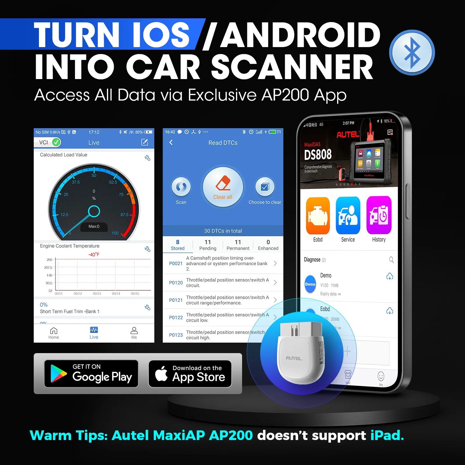 Autel AP200 بلوتوث سيارة Obd2 الماسح الضوئي Automotivo TPMS قارئ الرمز أداة تشخيص السيارة أنظمة كاملة أدوات المسح الضوئي قبل 2017
