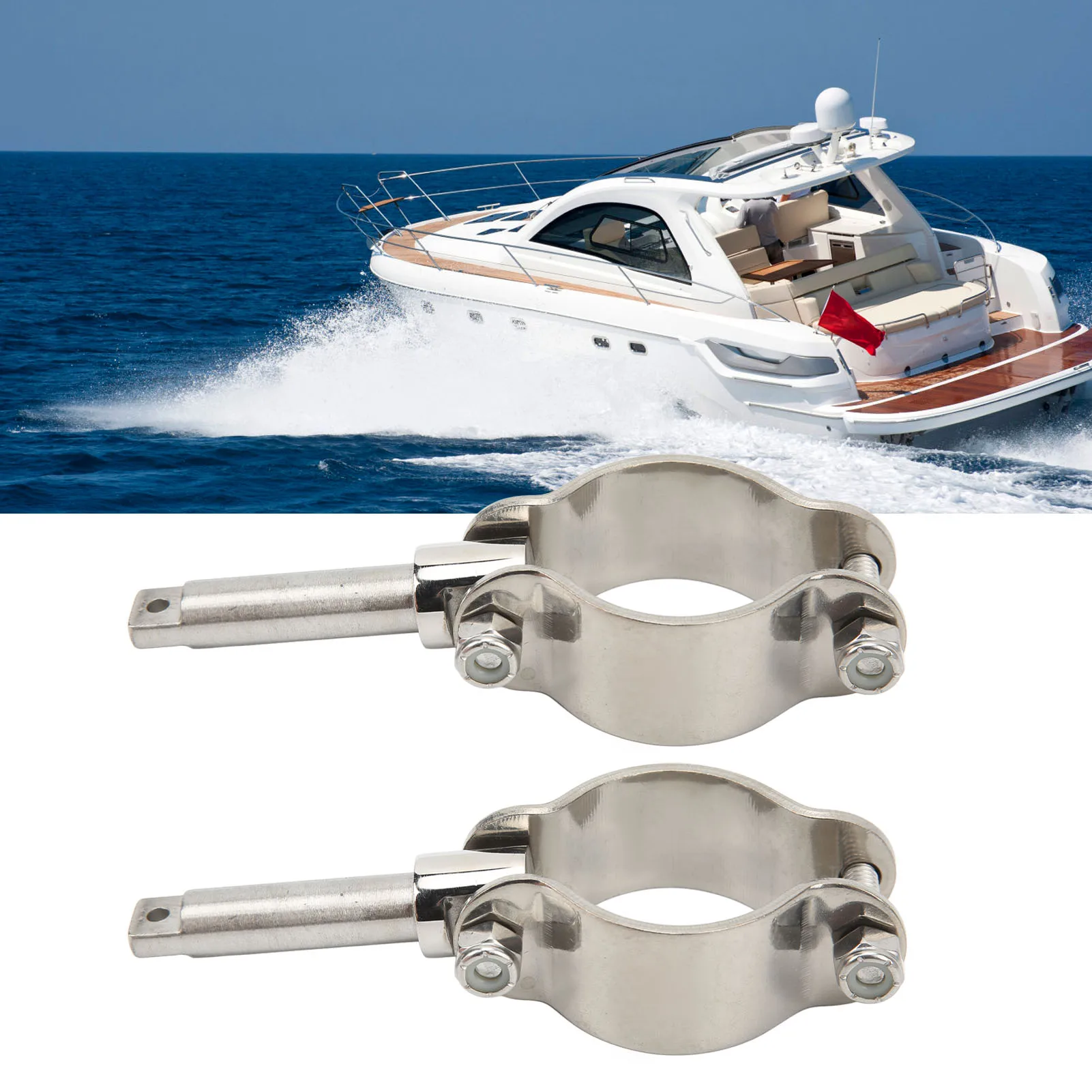 2Pcs Boat Clamp On Oar Locks Oar Lock Socket Side Mount 1 3/8in to 1 3/4in Inner Diameter Clamp On Row Lock Brackets