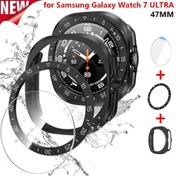 3-in-1-Displayschutzfolie für Samsung Galaxy Watch 7 Ultra, 47 mm, gehärtetes Glas, Hart-PC-Gehäuse, Lünette, Ringabdeckung für Galaxy Watch Ultra