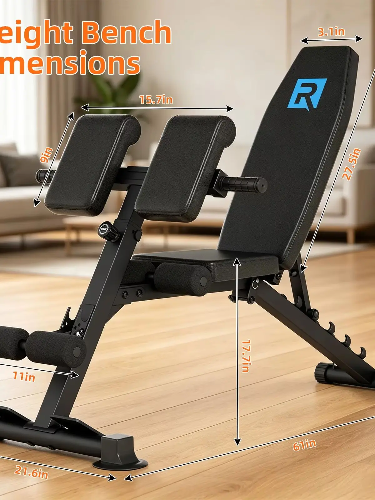 Compact Heavy Duty Adjustable Weight Bench, 330LBS User Load Bearing, 5mm Steel Triangular Design for Indoor Home Gym Exercise