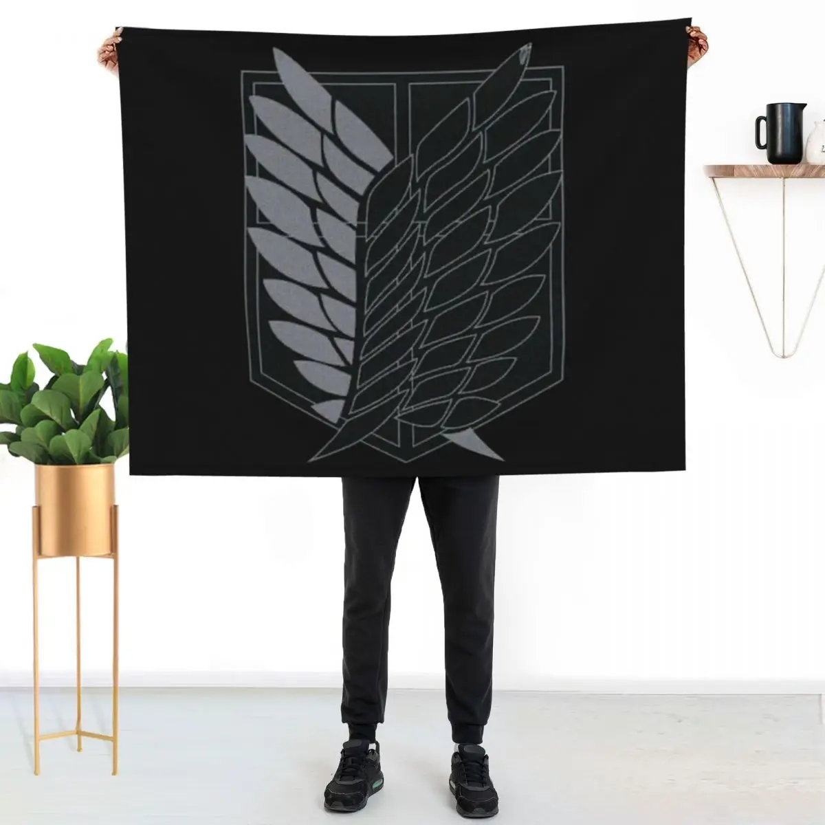 Exploration Battalion - SNK - B&W Throw Blanket Plaid for winter For Sofa Thin manga Personalized Gift Vintage Blankets