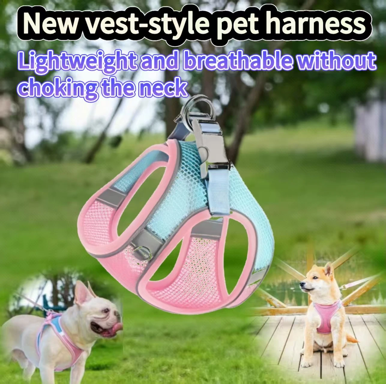 Juego de arnés y correa para mascotas; Cable reflectante y transpirable para perros y gatos para perros pequeños y medianos para usar al aire libre