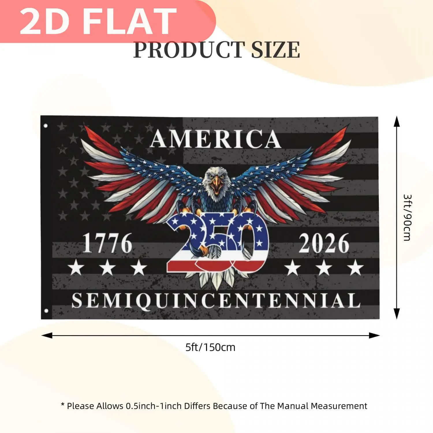 American 250 Flag– 3x5 FT US 250th Anniversary Flags 1776-2026– 250 Merchandise Banner– 250 Years