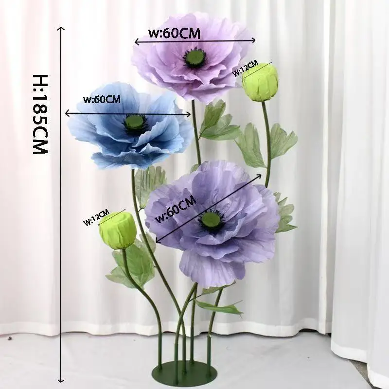 

Giant Handmade Paper Poppy Flower Set, Mall Store Window Display Decor, Wedding Scene Arrangement Ornaments