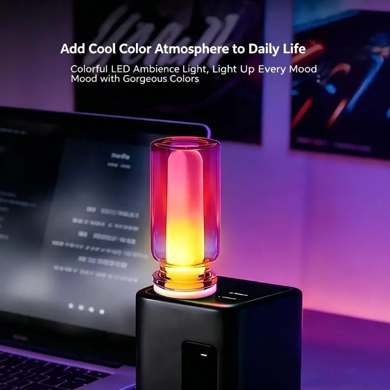 31BC USB Car Mood Light USB-A Powered Mini Interior Accent Lamp, Small Clear Cabin Decor Light for Daily Commute Use