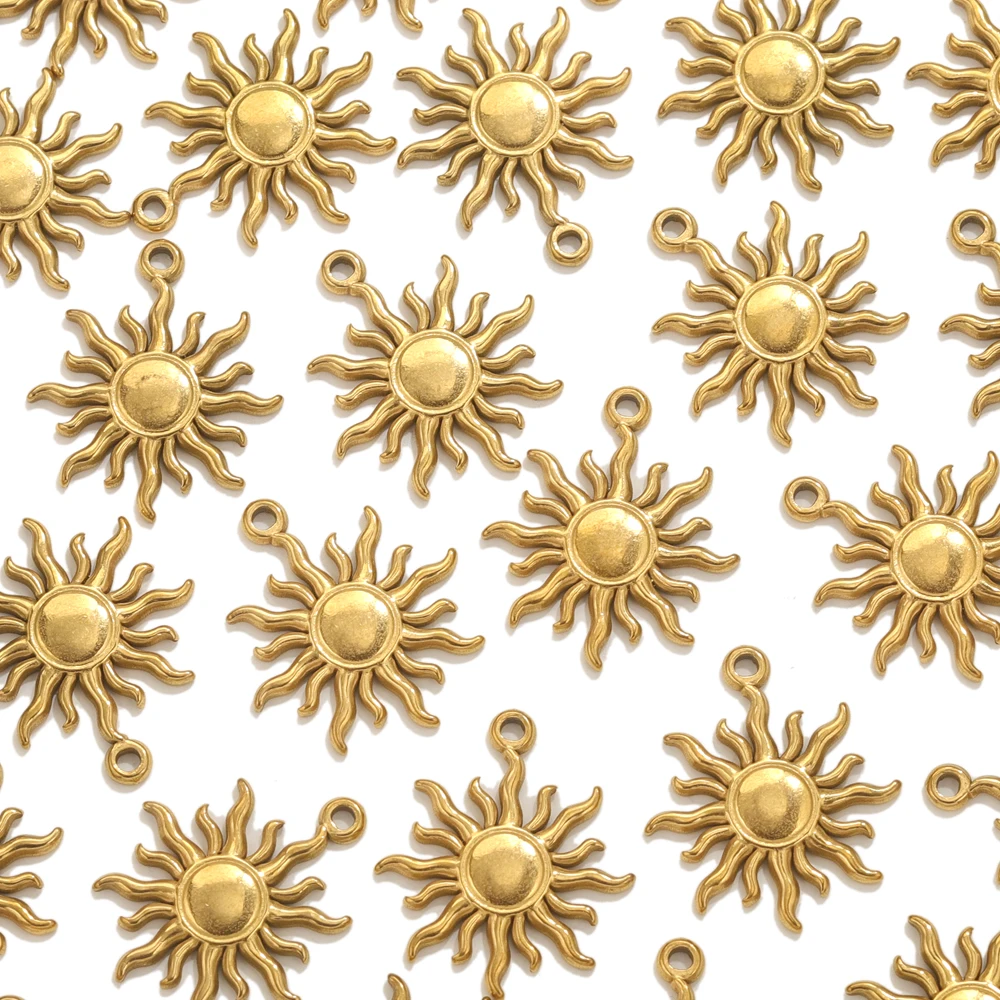 5pcs Stainless Steel Sun Charms for Jewelry Connectors Earrings Making Supplies DIY Jewelry Pendants Findings Accessories Crafts