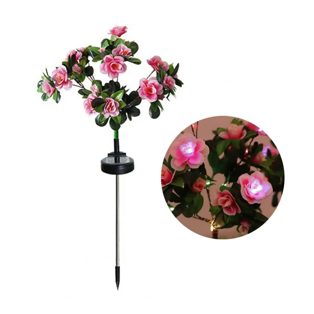 

Creative Solar Powered Azalea Lamp Waterproof Colorful Flower Stake Lights Cordless Realistic Garden Floor Lamp House