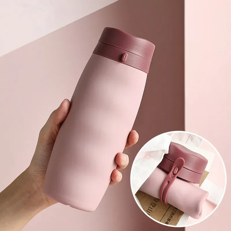 

Silicone Folding Bottles 600ml High Temperature Resistant Portable Creative Travel Folding Water Cup Camp Fitness Sports Kettle