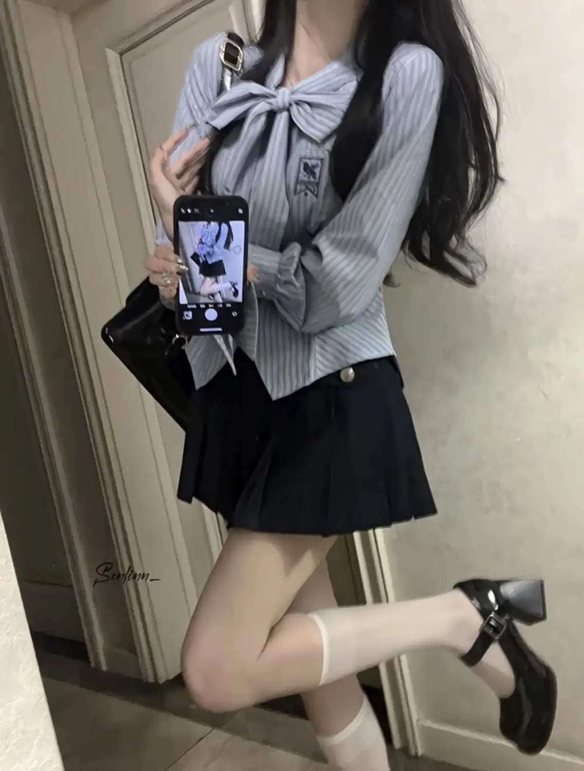 2024 College Wind Women 3-częściowy zestaw spódnic Sweet Vest + Slim Foreign / Western Style Blouse + Office Lady Mini Skirt Korean