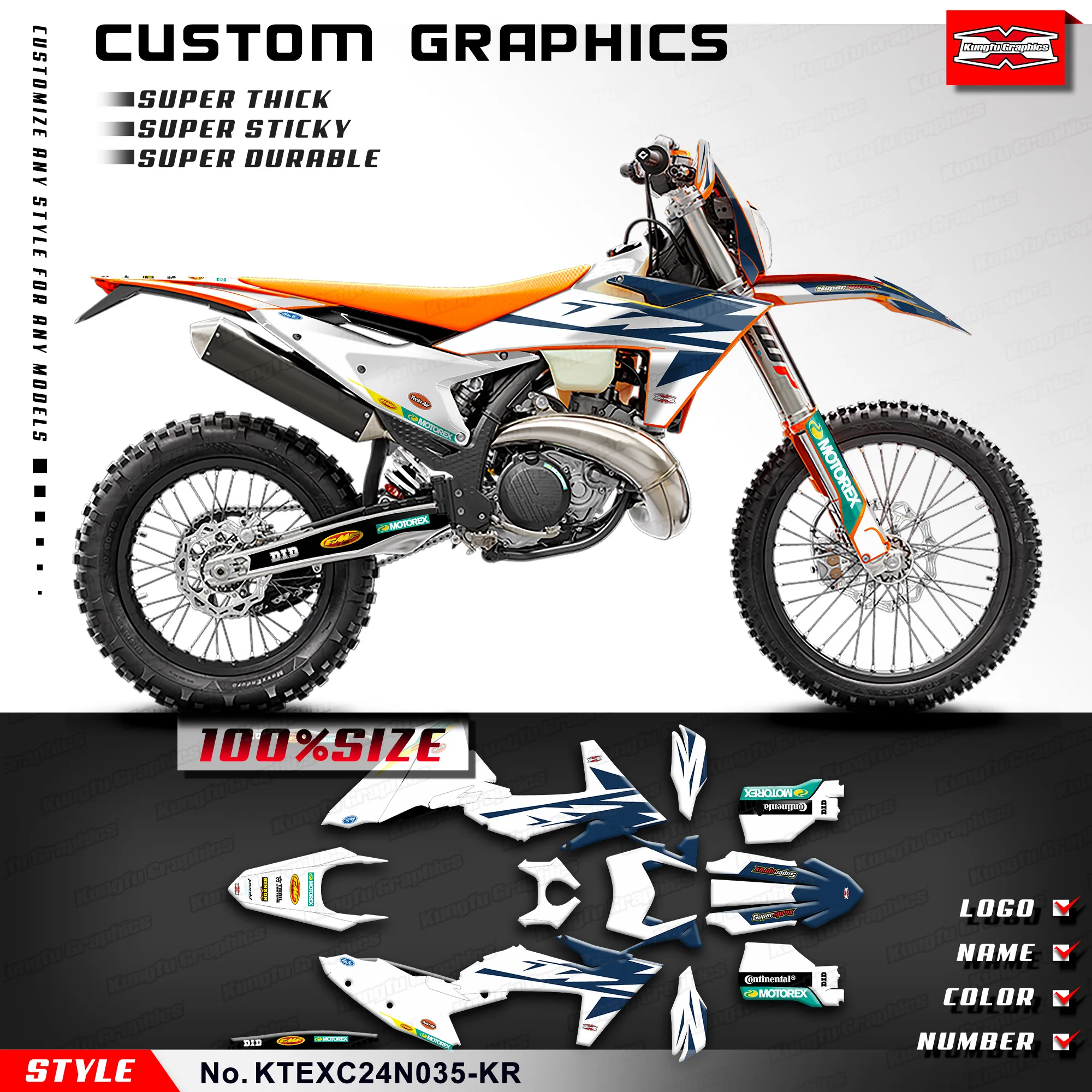 

KUNGFU GRAPHICS Sticker Sheet Wrap Design for KTM 150 250 300 350 450 500 EXC EXC-F XC-W XCW XCF-W 2024 2025, KTEXC24N035-KR
