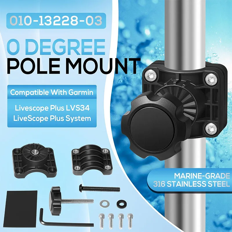 Uchwyt na słupek 0 stopni Pasuje do Garmin Livescope Plus LVS34, do systemu LiveScope Plus, wspornik przetwornika 010-13228-03