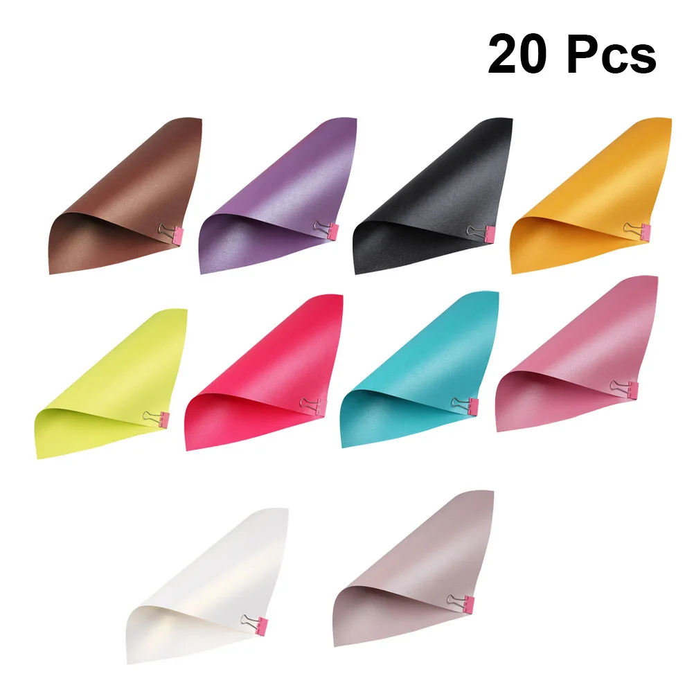 20 Pcs Pearl Paper Card Stock Packing Shimmer Cardstock Colorful Pearlescent Packaging