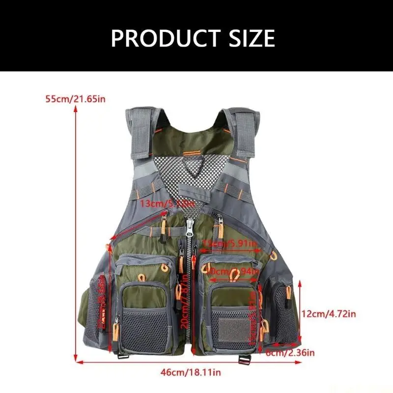 M5TC Waistcoat Jackets Trout Fishing Gear Stream Fishing Accessories Adjustable Multi Pokcet Multifunction Fly Fishing Vest view 6