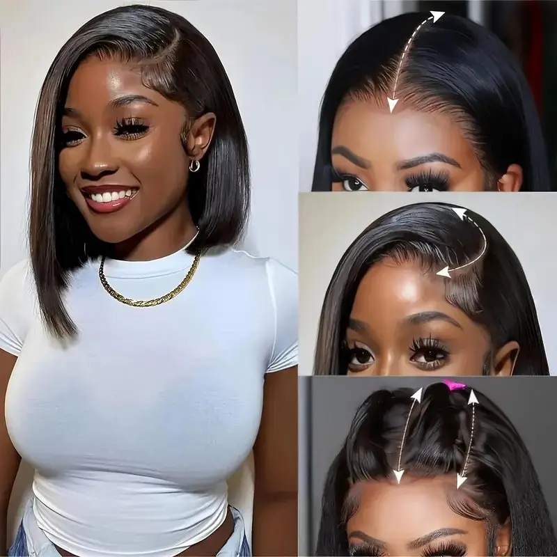 Rosabeauty 13X4 HD Lace Frontal Wig Straight Short Bob Human Hair Wigs Glueless Brazilian For Women