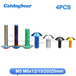 Catdogbear 4pcs Titanium Bolt M5/M6x12/15/20/25mm Torx Umbrella Head Bolts Screws for Bicycle Motorcycle Part