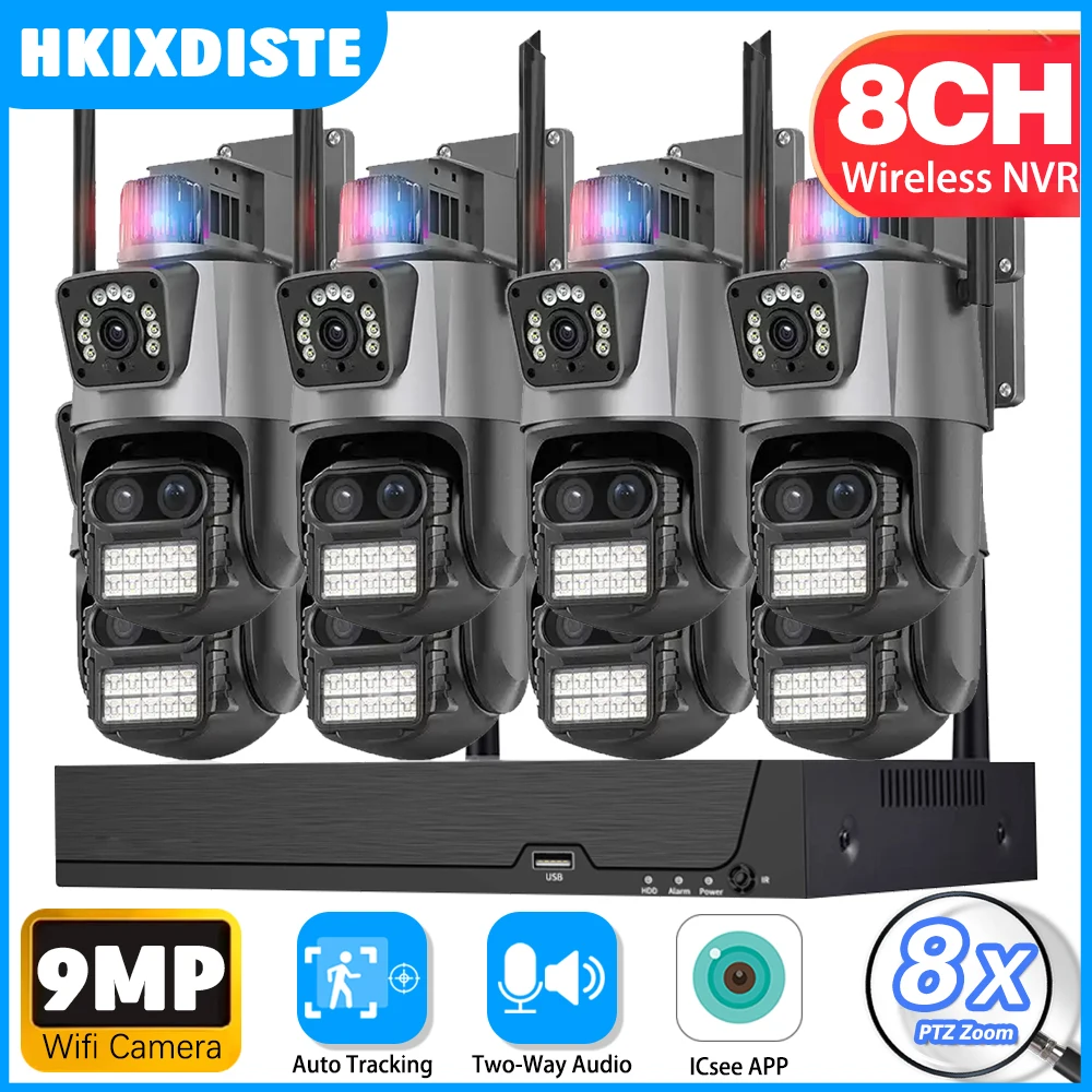 

8CH 9MP 5K Dual Lens Wireless CCTV Camera System Ai Auto Tracking PTZ IP Camera Video Surveillance 5MP Wifi NVR Security System