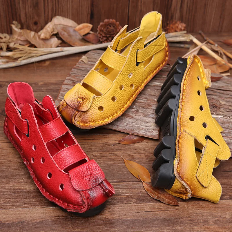 Designer shoes personality pure manual national wind restoring ancient ways leather sandals the first layer leather head hollow