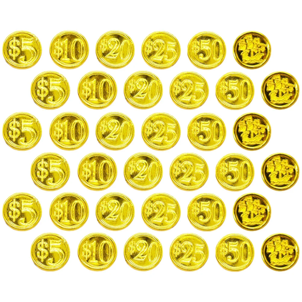 48 Pcs Pirate Gold Coin Toy Party Favors Plastic Coins Kids Toys Fake Props Baby Boy Child