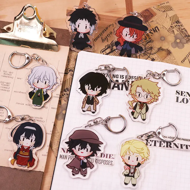 Bungo Stray Dogs Mori Ogai Izumi Kyouka Fukuzawa Yukichi Acrylic Keychain Pendant Gift Backpack Decoratio Gift