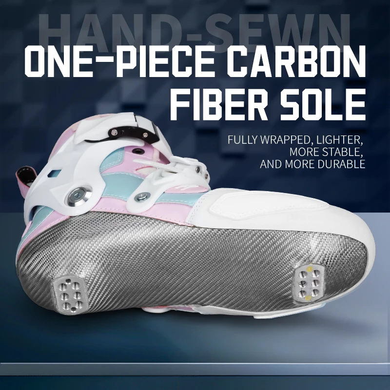 FT-N6 Professional Slalom Skates Carbon Fiber Inline Skates 4 Wheels Speed Skating Racing Adjustable Size for Kids