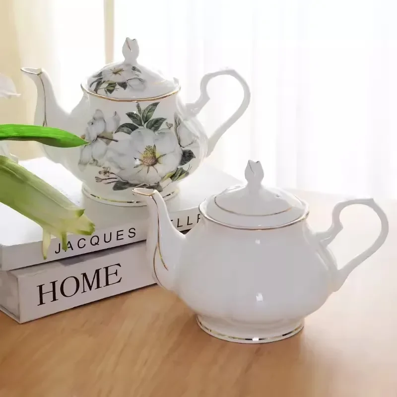 

900ML, Real Bone China Tea Pot, Creative Floral Elegant Painting, Teapot Ceramic for Serving, Coffee Kettle for Household Gift
