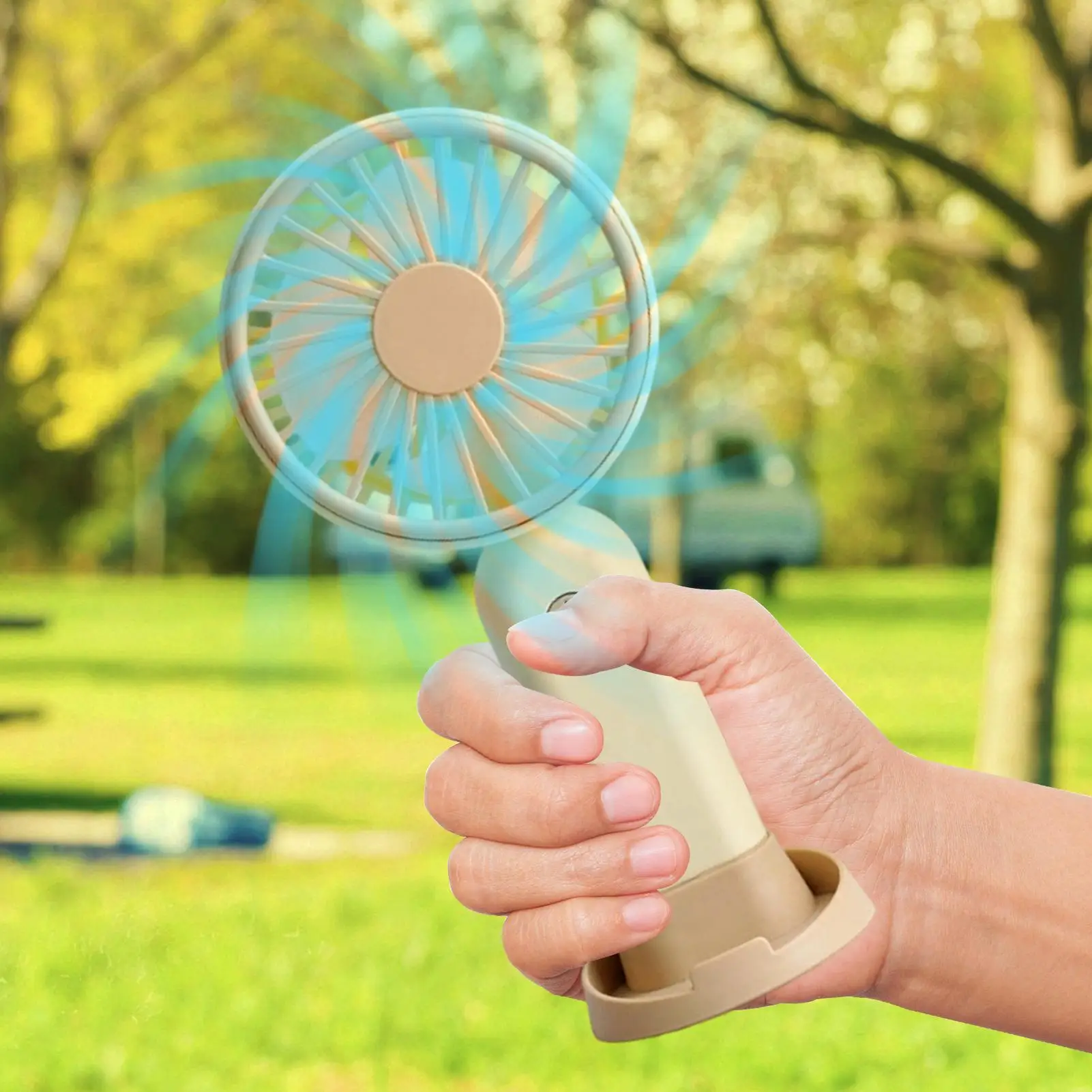 Handheld Fan Mini Portable USB Rechargeable 3 Speed Quiet Blower With Base Outdoor Camping Travel Summer Personal Cooling Fans