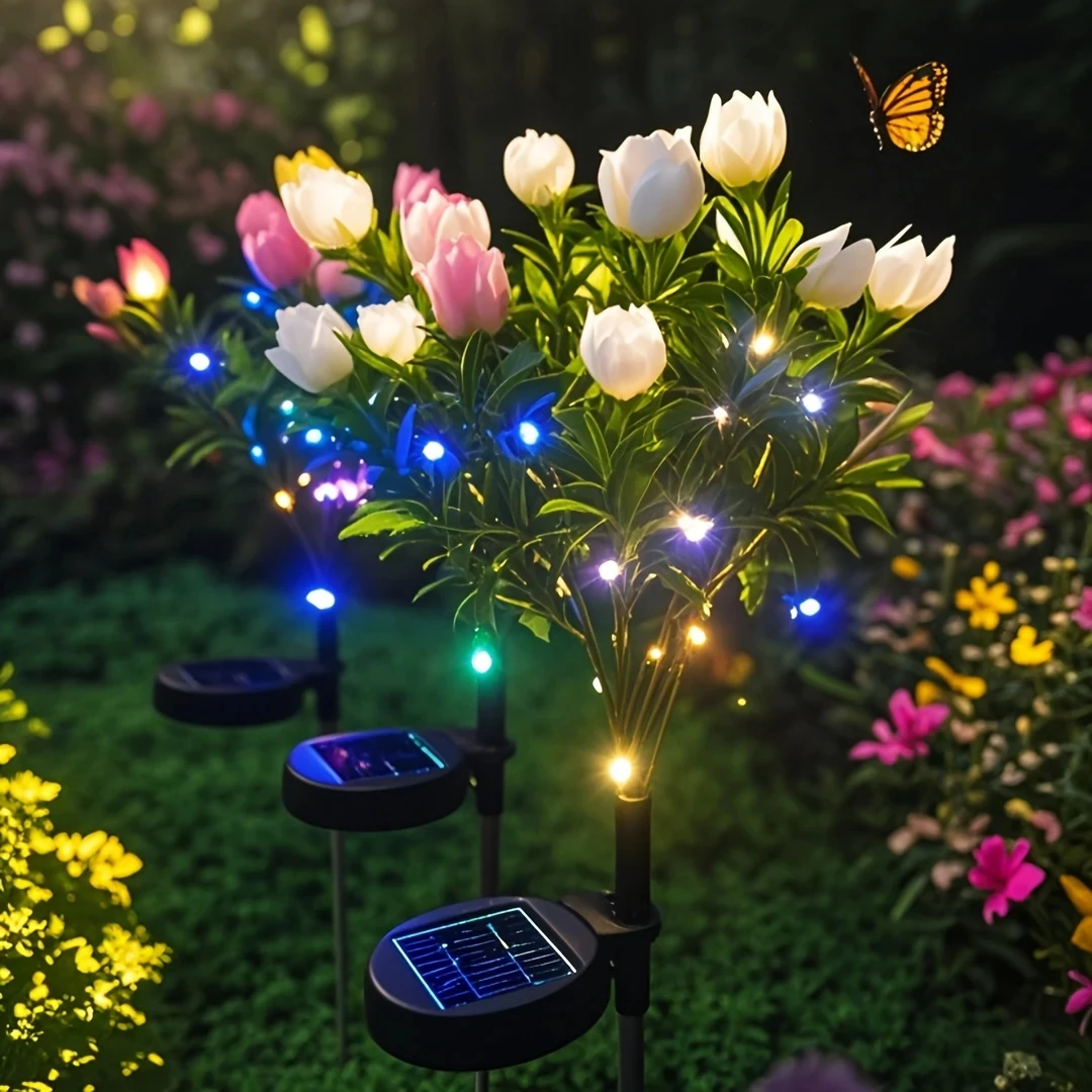 

1pc Solar Garden Light 42LED Artificial Tree Flower Gardenia Outdoor Waterproof Landscape Pathway Backyard Lawn Solar Lamp