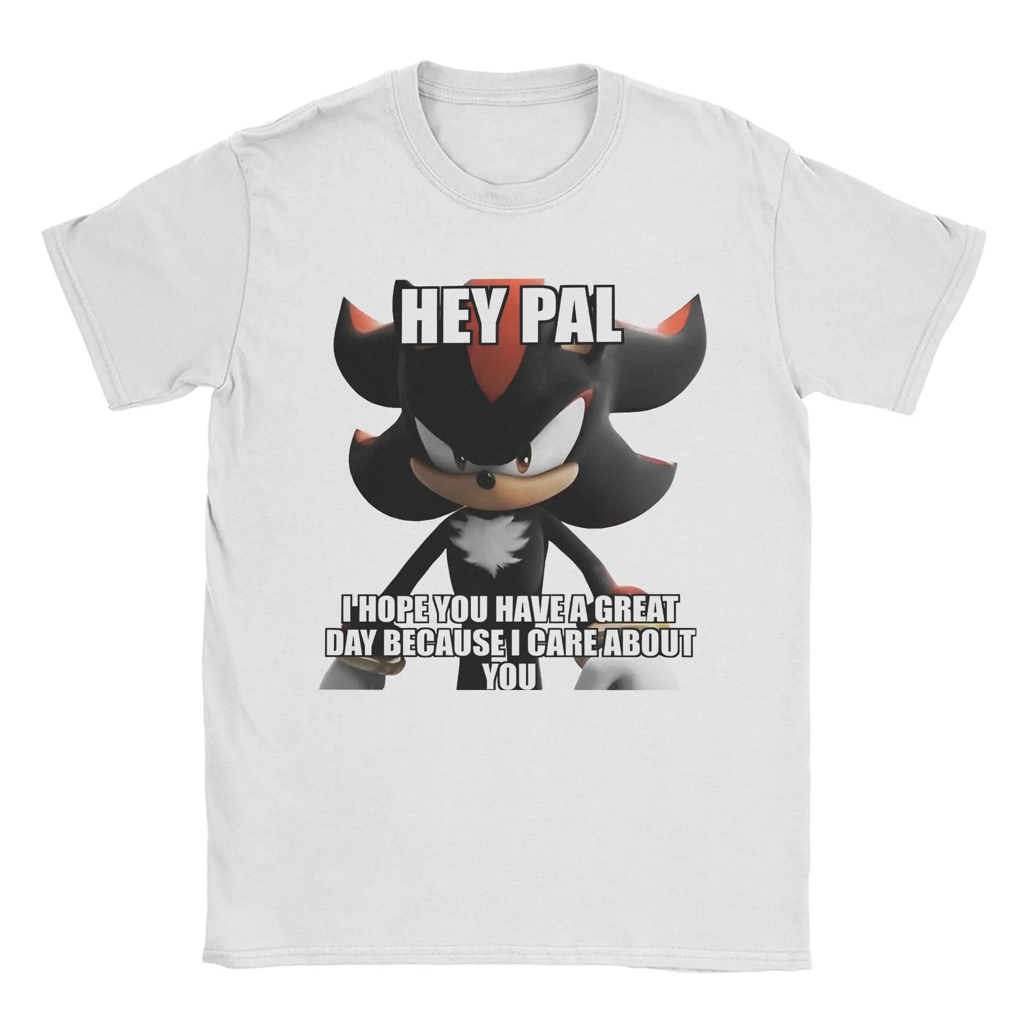 Shadows the Hedgehog Hey Pal Meme T-Shirt Men  Funny Cotton Tee Shirt Crewneck Short Sleeve T Shirts Classic Tops