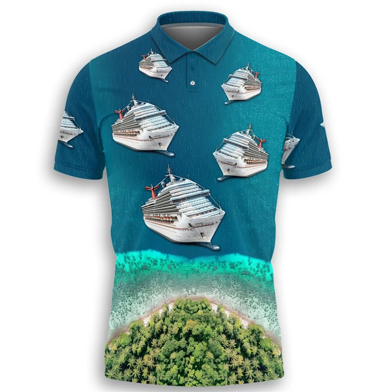 Cruise Ship Polo Shirts For Men Holiday Party Clothes  Ocean Cruise Golf Fit Short Sleeve POLO Shirt Boat Sailor Vacation Tees