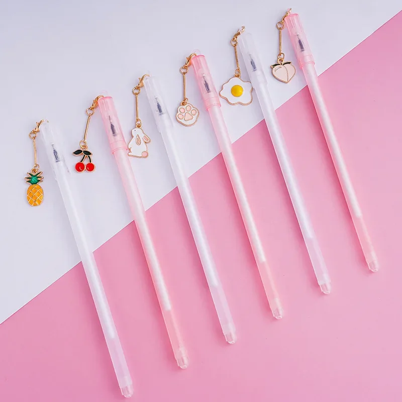 

36 шт., креативная гелевая ручка с подвеской, милая сетчатая красная гелевая ручка с подвеской, студенческая черная ручка для подписи, каваи, школьные принадлежности, канцелярские принадлежности