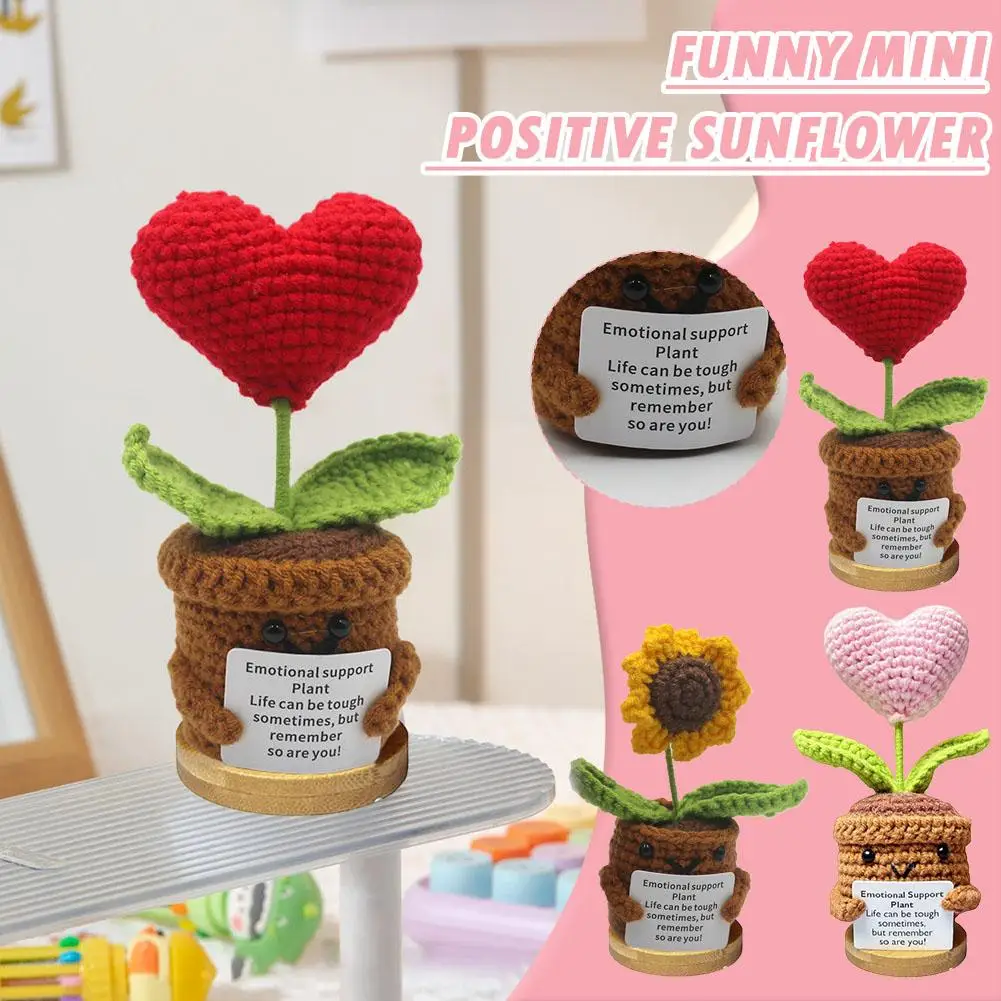 

Handmade Crochet Flowers With Positive Card Sunflowers Emotional Positive Flowers Support Flower Room Crochet Deco Love Kni Z3Q9