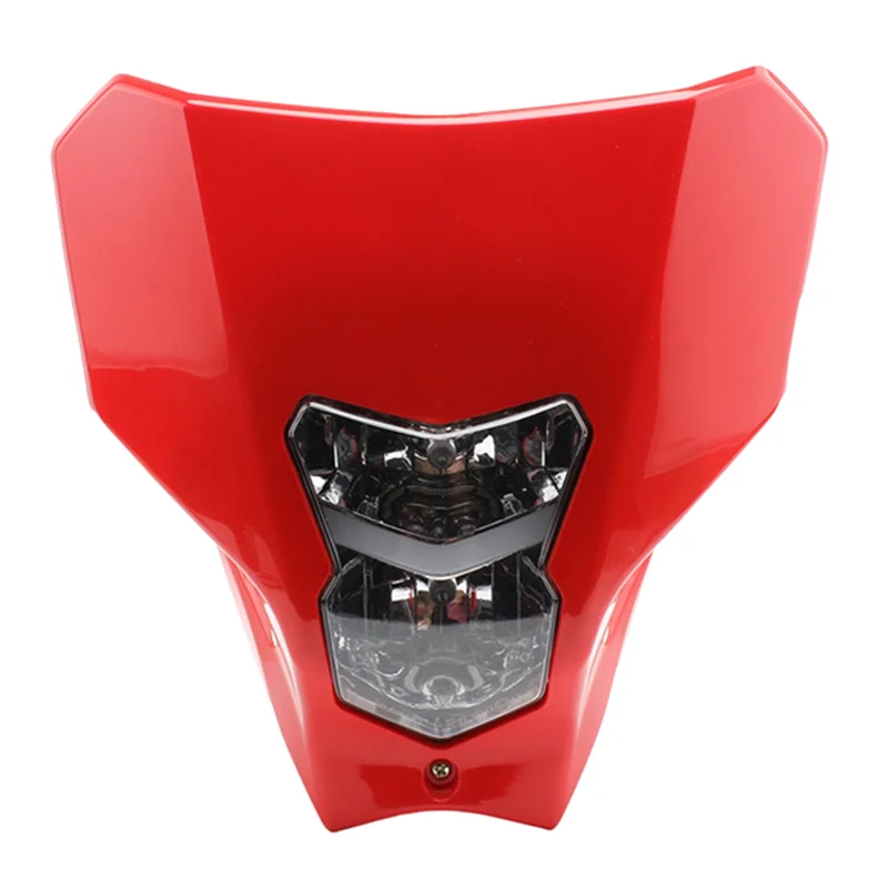 

NEW-Ghost Face Mask Off-Road Motorcycle Headlight Cover Halogen For Honda CRF450L CRF450XR CRF 450L 450XR 450 L XR Red