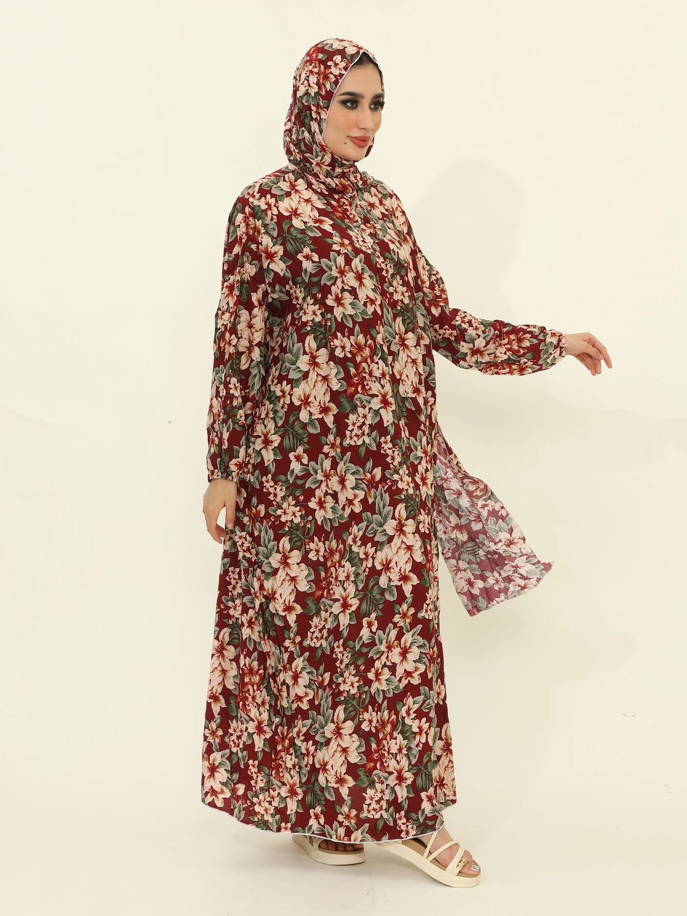 Muslim Ramadan EidTraditional Prayer Garment Womens Kaftan Turkey-African Hooded Abaya Suits Hijab Skirts Islam Tops Bottom