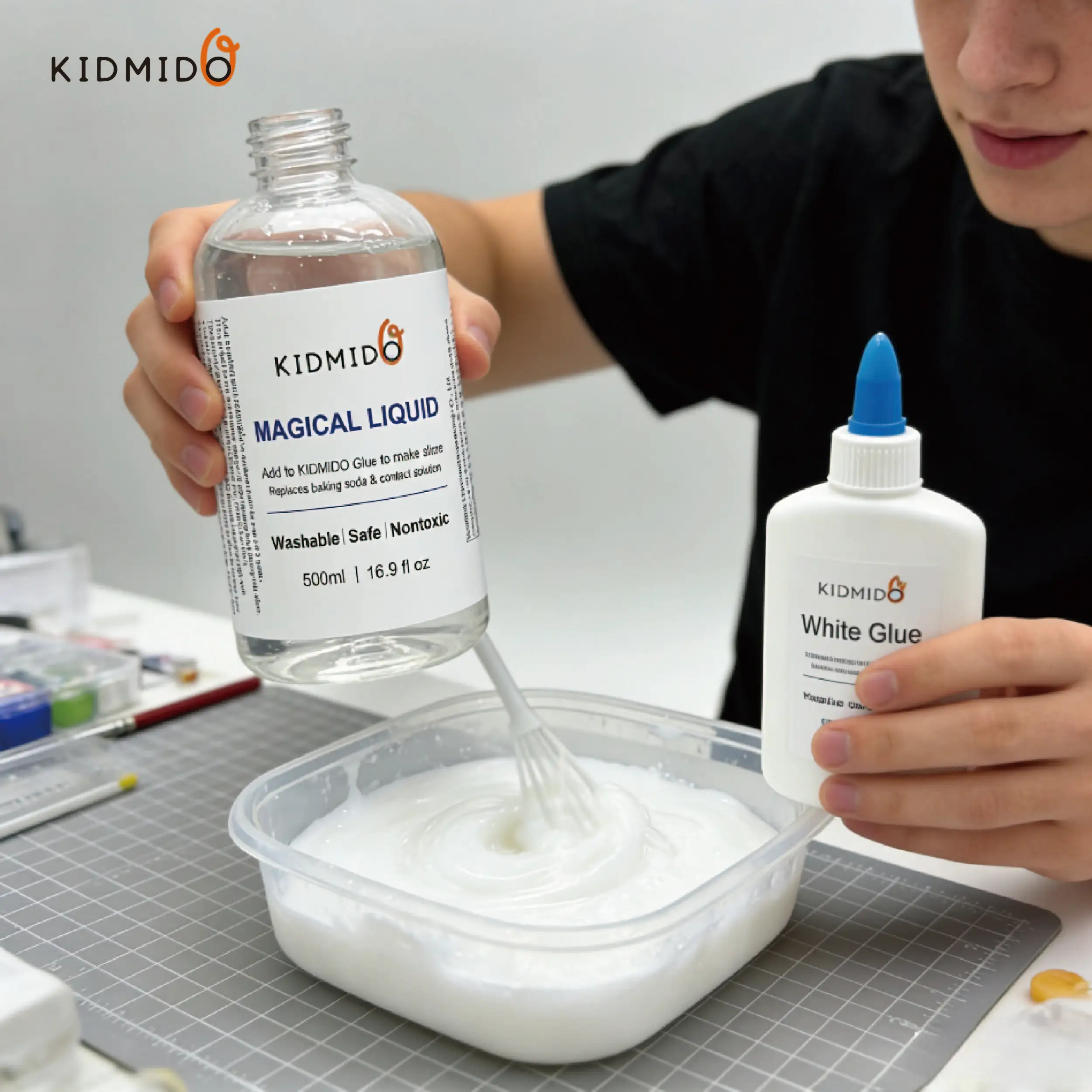 Magische Lösung für flüssige Schleim-Aktivatoren, aktualisierte Formel für doppelte Schleim-Ausgabe, sicher und waschbar, ungiftig
