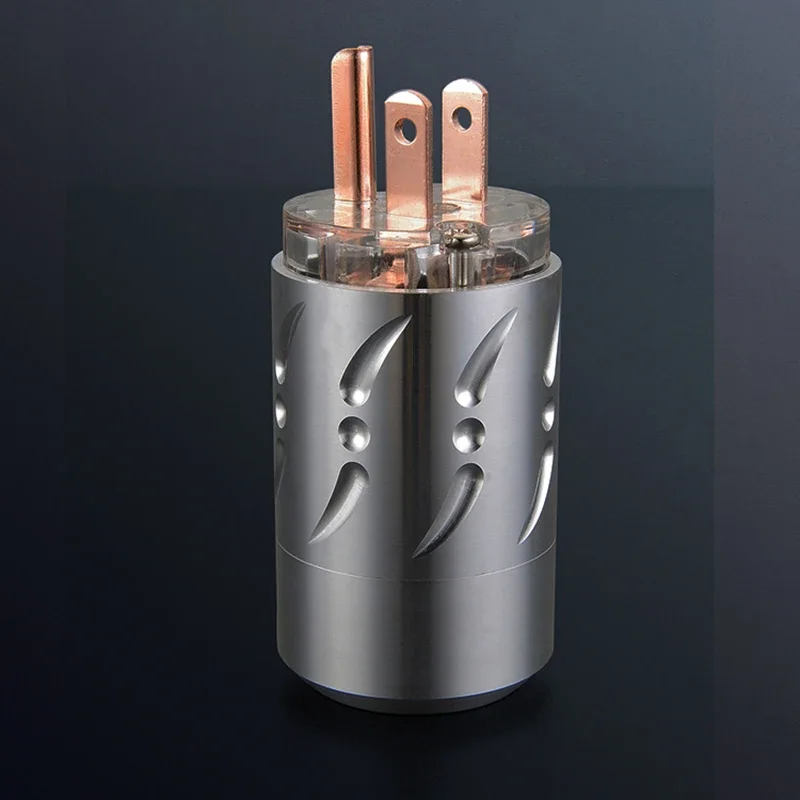 Viborg 1Pair Aluminum Alloy 20mm Transparent HIFI 15A US Standard AC Plug Power Supply IEC Cord for Audio Equipment
