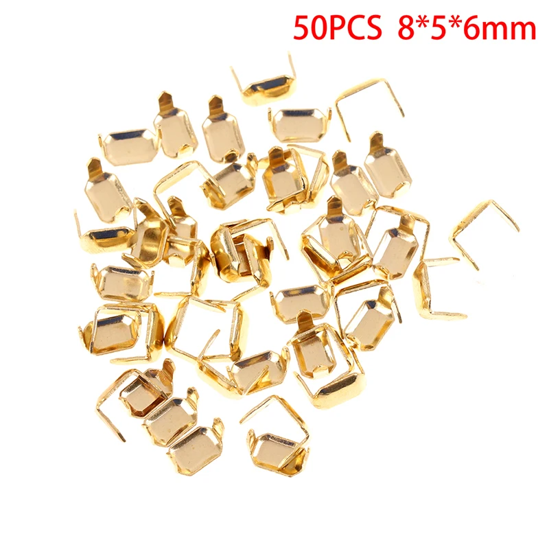 50PCS Brass Leather Staples Two Prong For Belt Loops Keeper Connect Craft Fastener Hardware Accessories