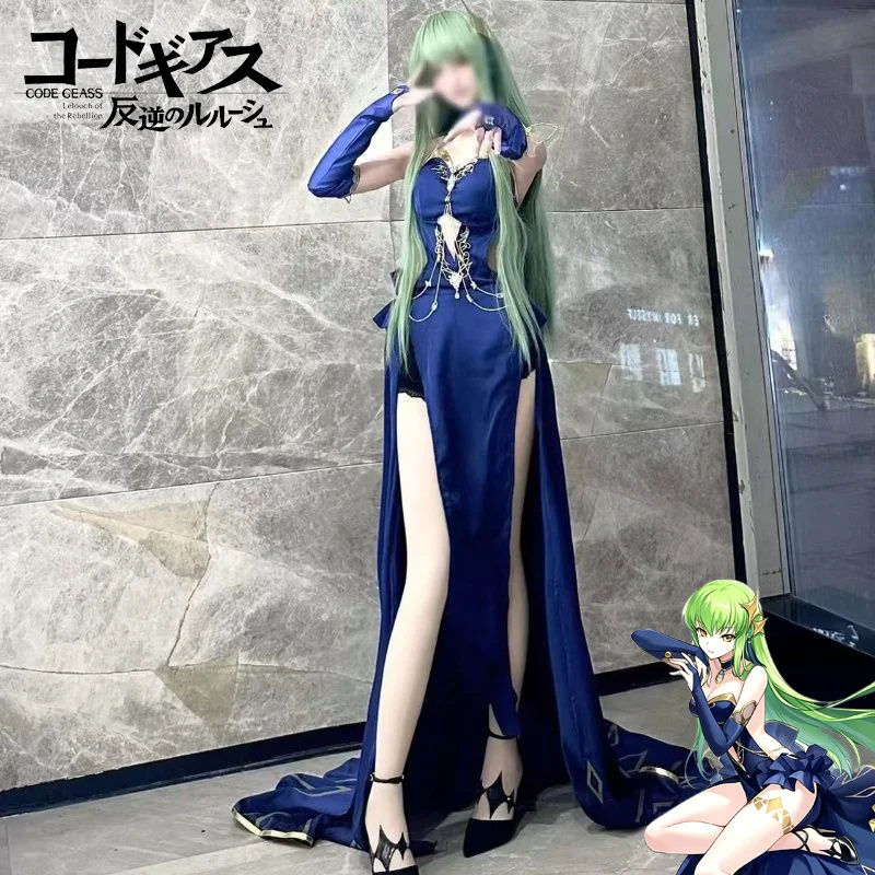 Anime Code Geass: Lelouch of the Rebellion C.C. Cosplay Abendkleid Kostüm Bankett Komplettset Gothic Lolita Halloween Outfit
