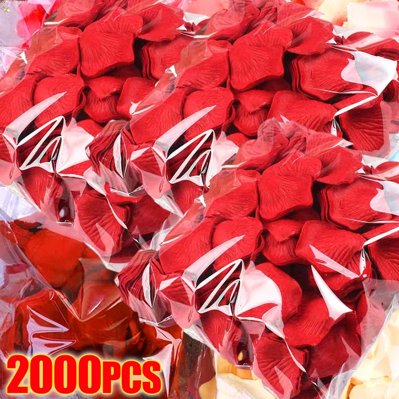 2000/100PCS Colorful Rose Petals Artificial Silk Roses Flower Petals Fake Petals for Romantic Valentine Day Wedding Party Decor