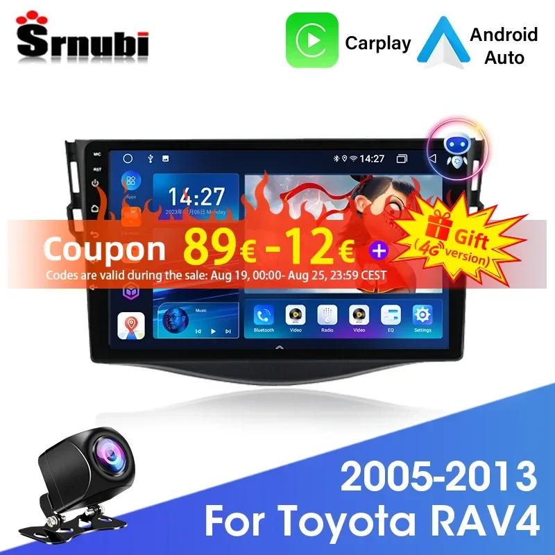 

Srnubi 2din for Toyota RAV4 RAV 4 XA30 2005 - 2013 Car Radio Multimedia Player 2 Din GPS CarPlay Autoradio Android 12 Stereo DVD