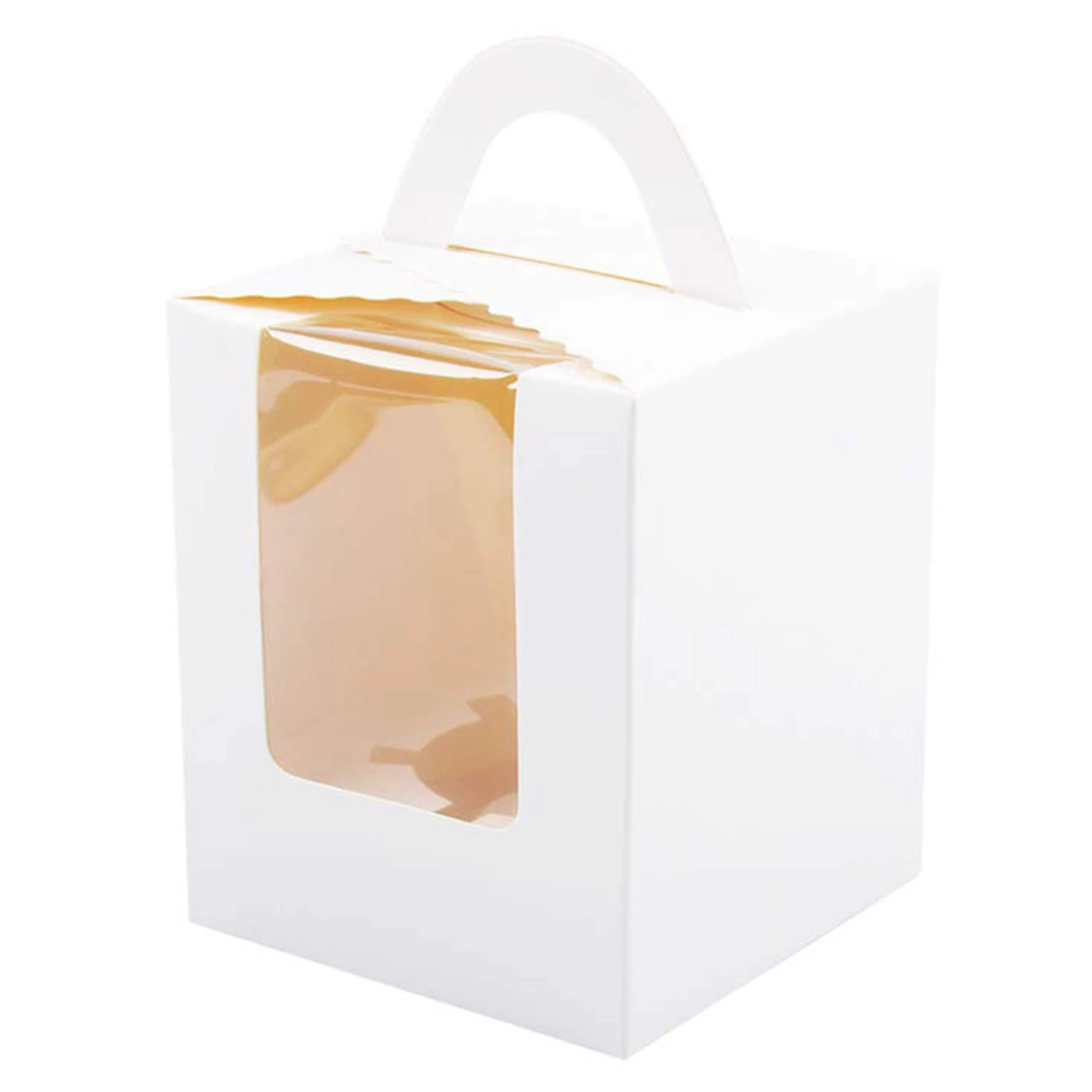 50 PCS Single Cupcake Boxes White Individual Cupcake Carrier Holders with Window Inserts for Bakery Wrapping Packaging