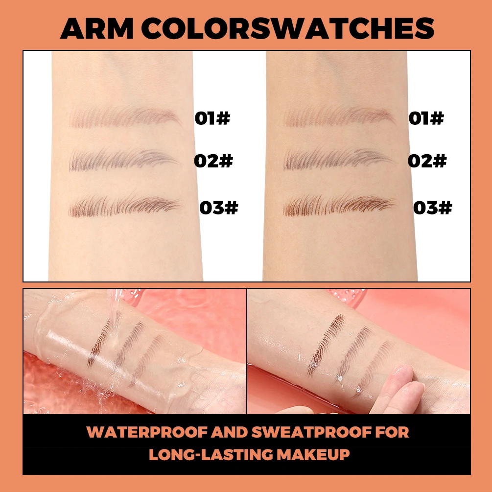 QIBEST 2 Penna per sopracciglia contro l'acqua Tinta permanente per sopracciglia a lunga durata per impugnare punti Matita impermeabile Facile arte del tatuaggio sottile