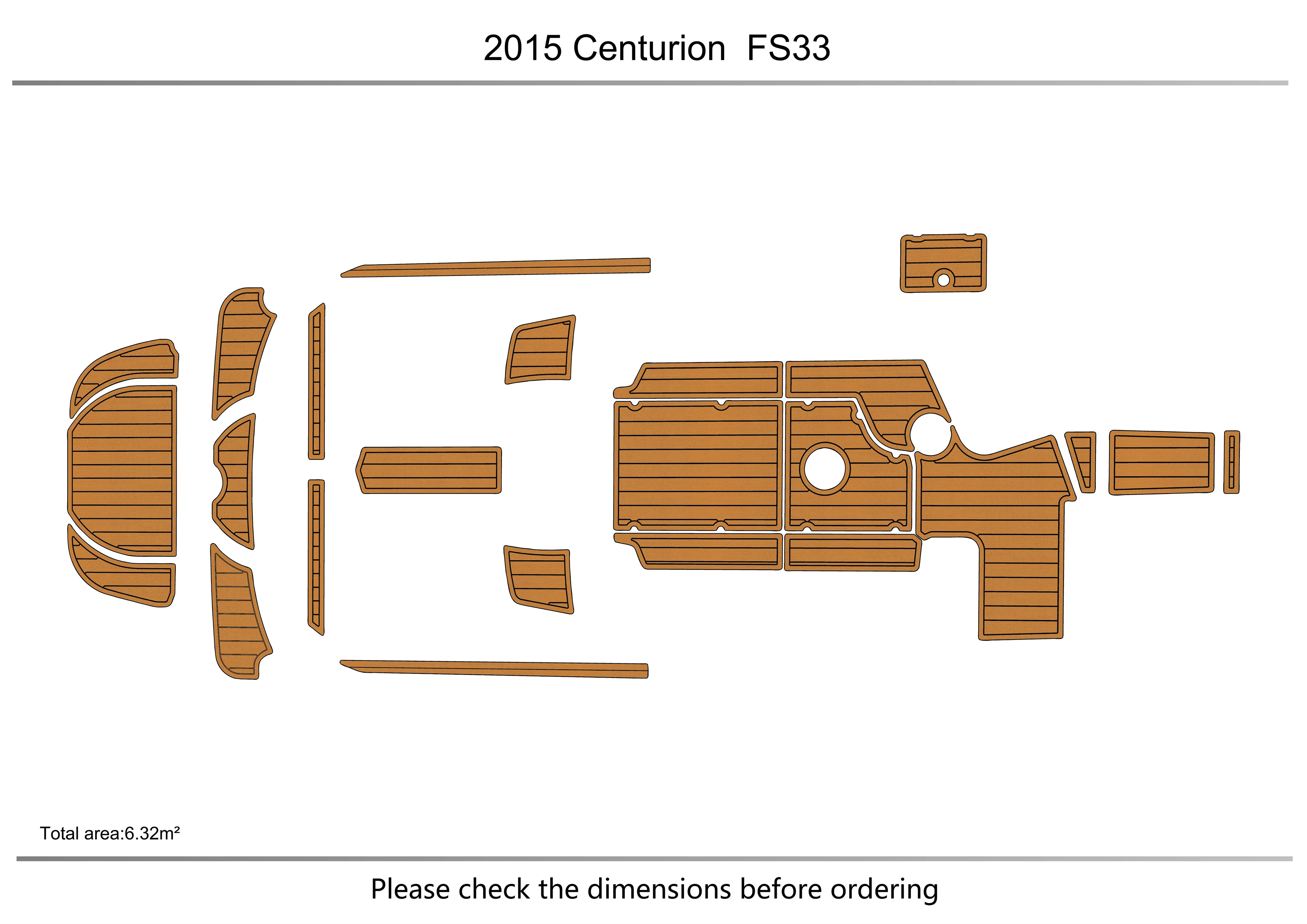 Eva foam Fuax teak seadek marine floor For 2015 Centurion  FS33 Cockpit Swim platform 1/4