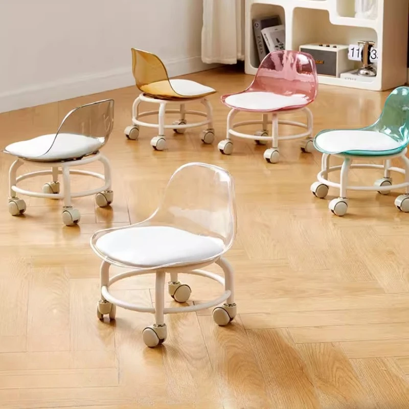 Small Low Stool with Wheel Toddler Stool Household Lazy Roller Skating Small Chair Acrylic Material Furniture Minimalist Modern view 2