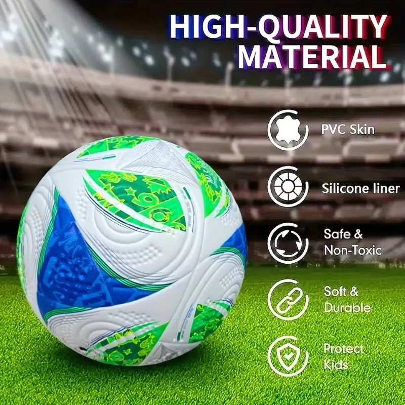 Bola Sepak Berkualitas Tinggi Ukuran Resmi 5 Bahan PU Tanpa Jahitan untuk Pertandingan Luar Ruangan Tim Sepak Bola Latihan Ballon De Foot