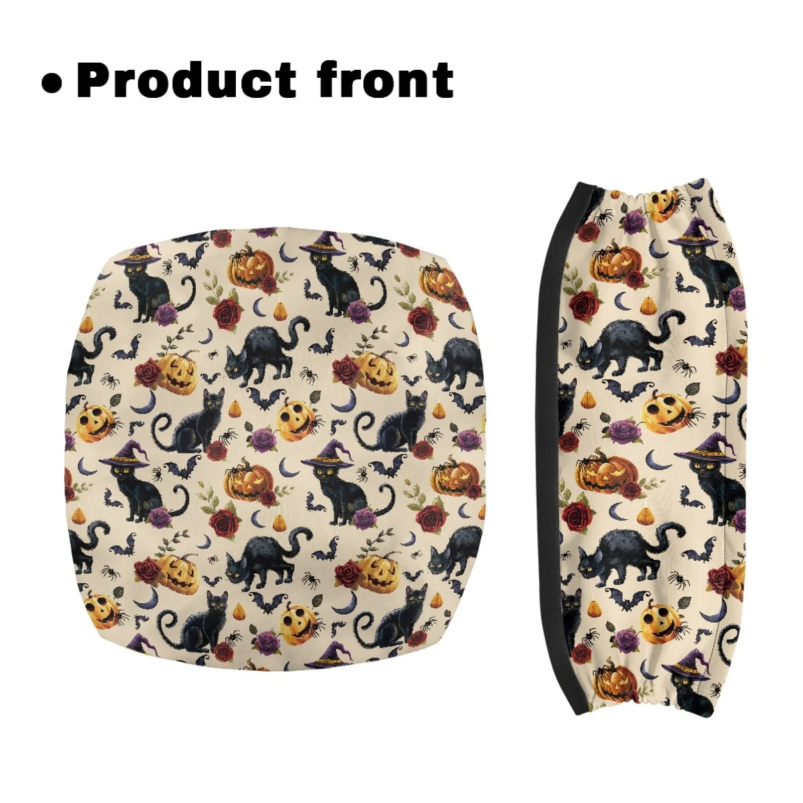 Coloranimal Black Cat Pumpkin 2 Pcs Rollator Walker Seat Back Cover Quick Installation Walker Seat Cushion for Unisex
