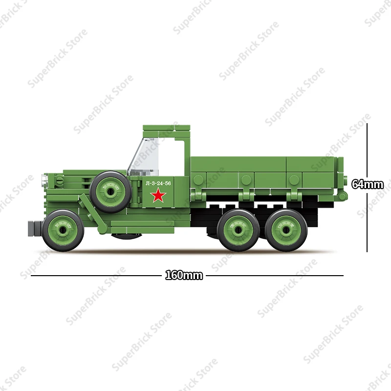 WW2 Soviet Military Vehicles GAZA-AAA Medium Truck Model Building Blocks World War II Soldiers Transport Car Bricks Toys Gifts