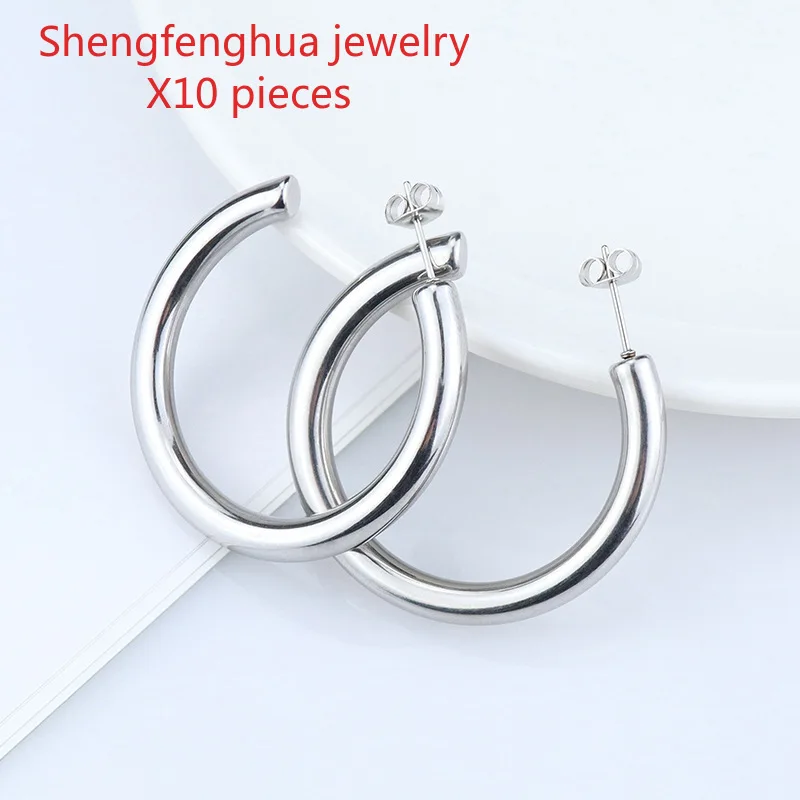 

Free shipping 10pcs 2024 Japan and Korea light luxury commuter style fashion niche high-end design sense c-type hollow earrings