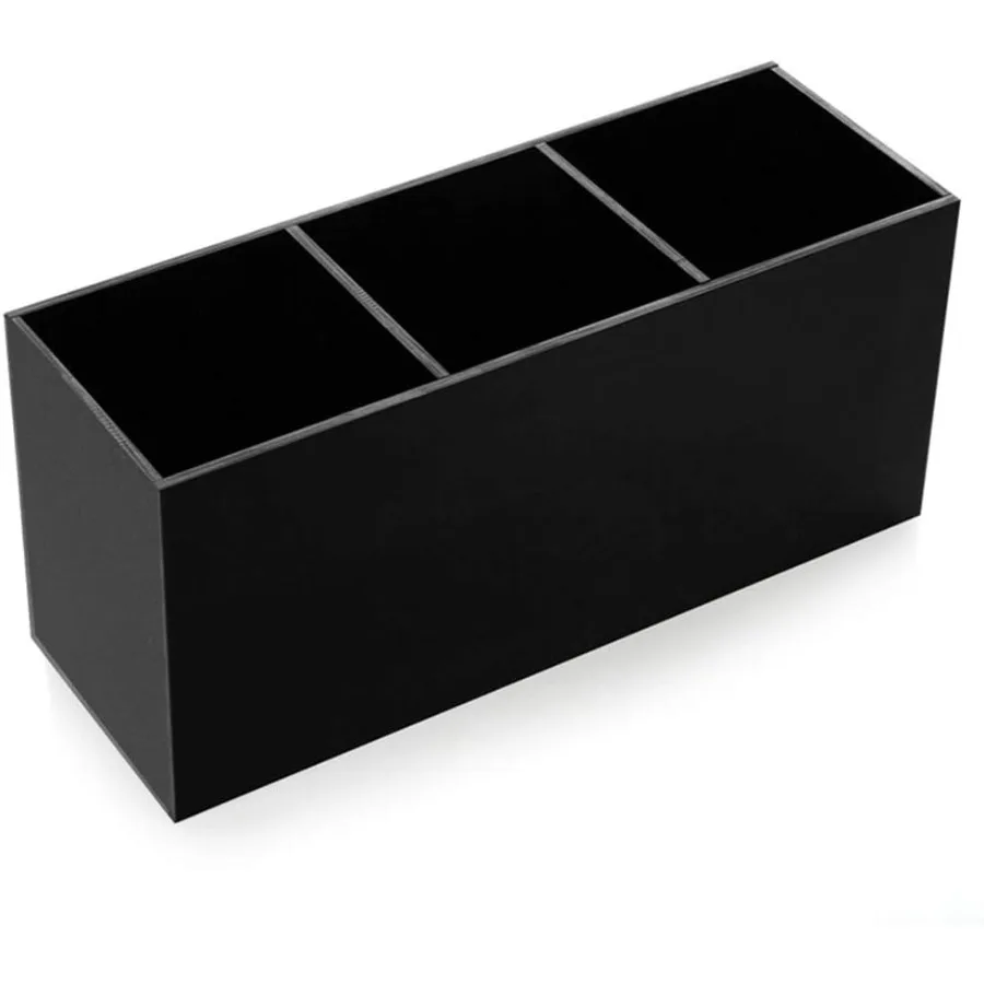 Boîte de rangement de bureau à trois grilles, noir et blanc, 1 paquet, pour pinceaux de maquillage pour filles, rouge à lèvres, crayons à sourcils, présentoir idéal pour