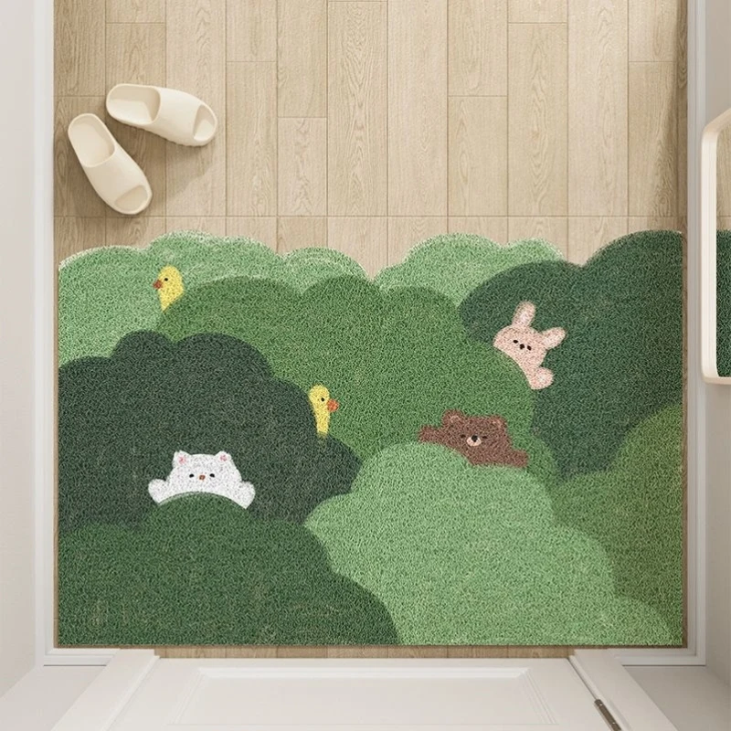 

Silk circle cartoon forest entrance door wear-resistant dust removal floor mat outdoor non-slip foot pad can be cut lazy carpet