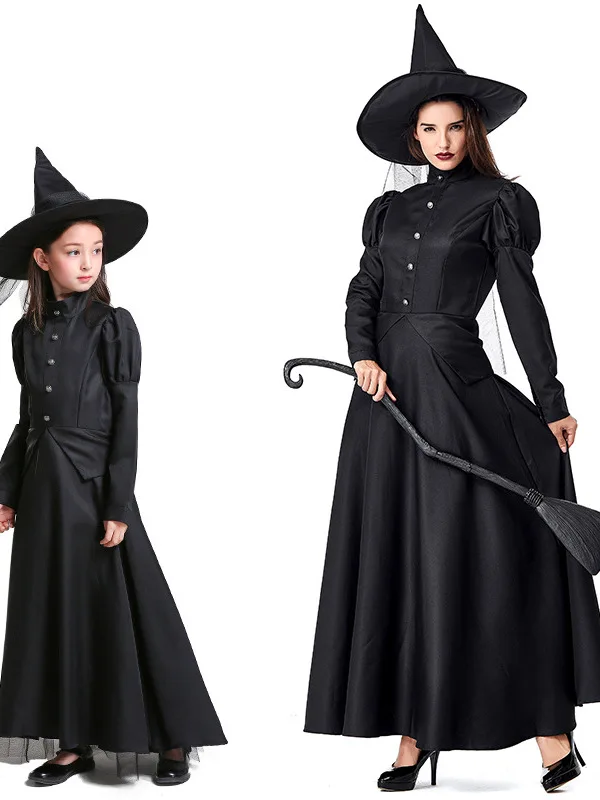 

Black Witch Halloween Costume Parent-Child Matching Outfit Gothic Style Women's Traditional Chinese Stage Performance Clothing